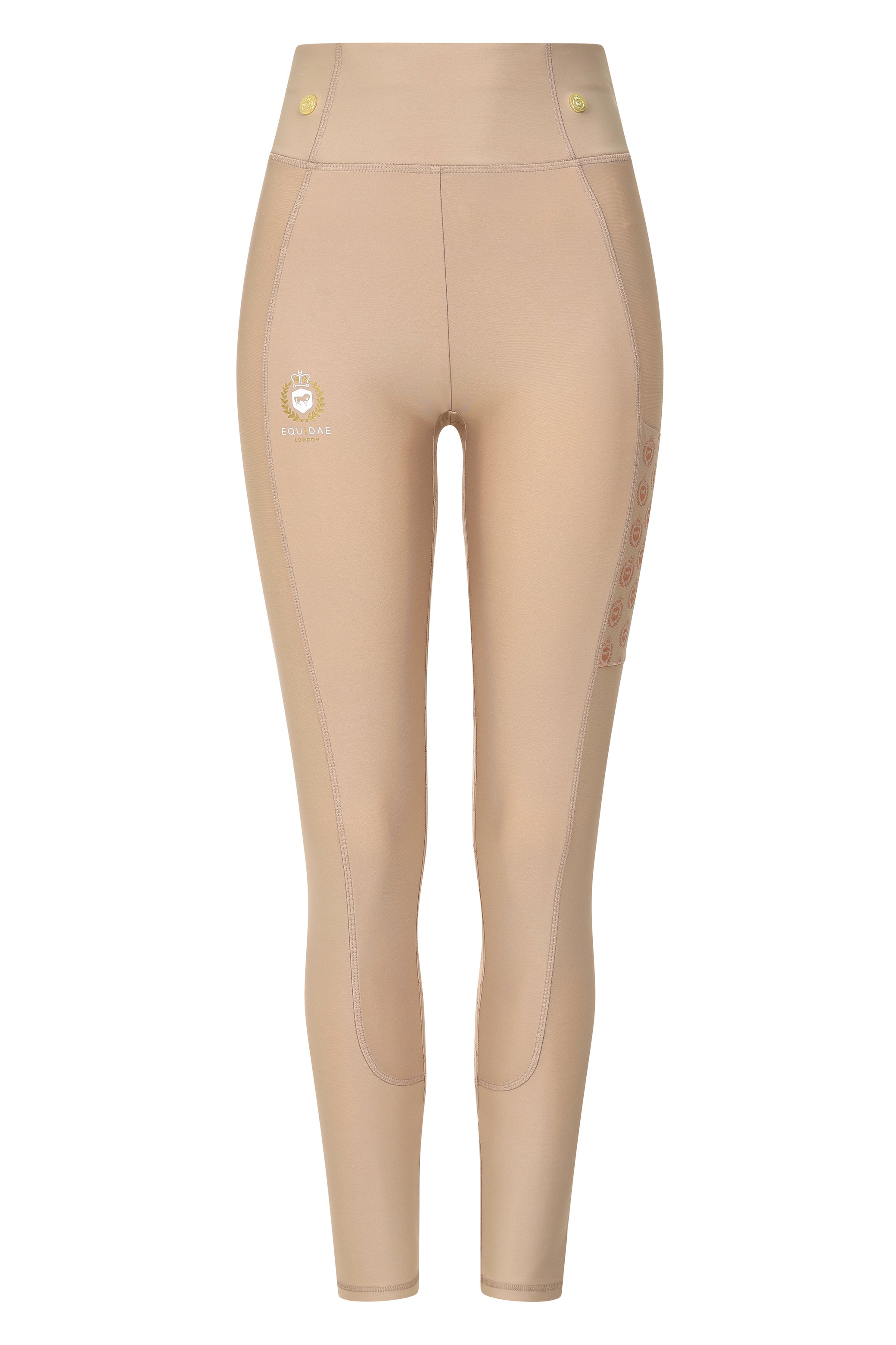 LOUISE High Waisted Silicone-Grip Leggings in Taupe – Equidae London
