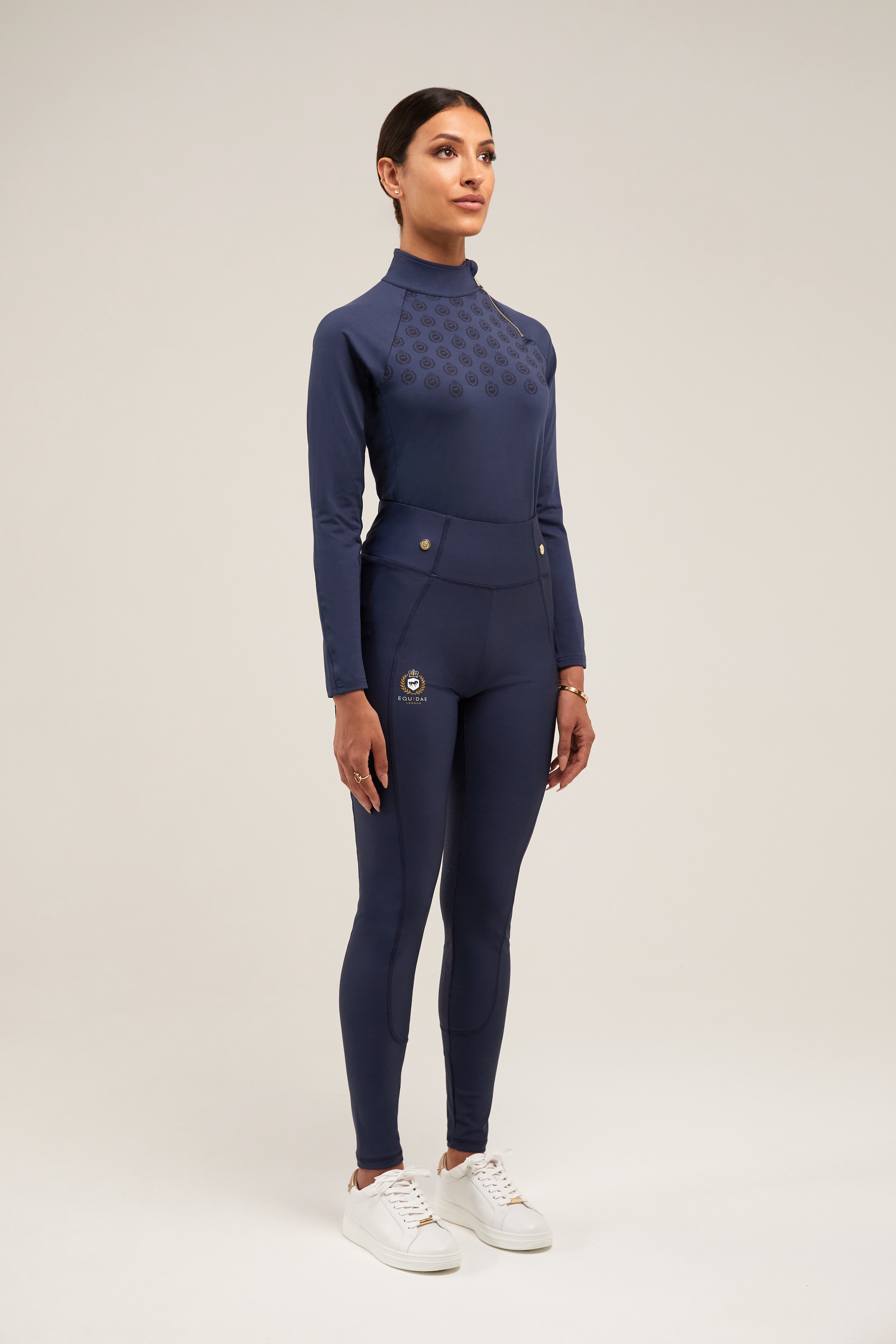 LOUISE High Waisted Silicone-Grip Leggings in Navy – Equidae London